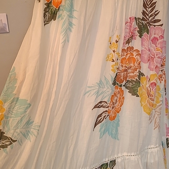 Farm Rio Anthropologie Havanna Cotton Floral Bobbles Midi Maxi Dress XS Petite - Picture 5 of 16